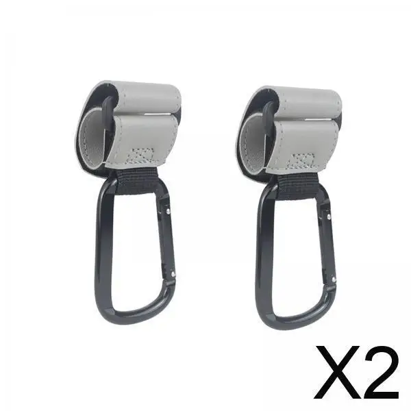 

Stroller Hooks Clips PU Leather Adjustable Pram Accessory for Baby Stroller Handles Shopping Travel Home