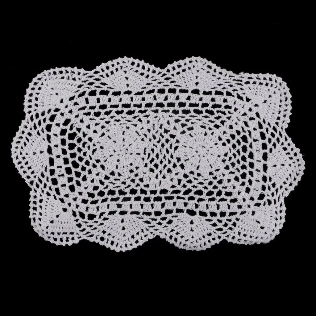 Rectangle White Crochet Lace Doily Table Placemats Doilies Mat