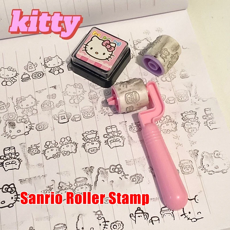 Kawaii Sanrio Hello Kitty Roller Stamp Anime Cinnamoroll Kuromi Stamp Student Awards Gifts Prizes