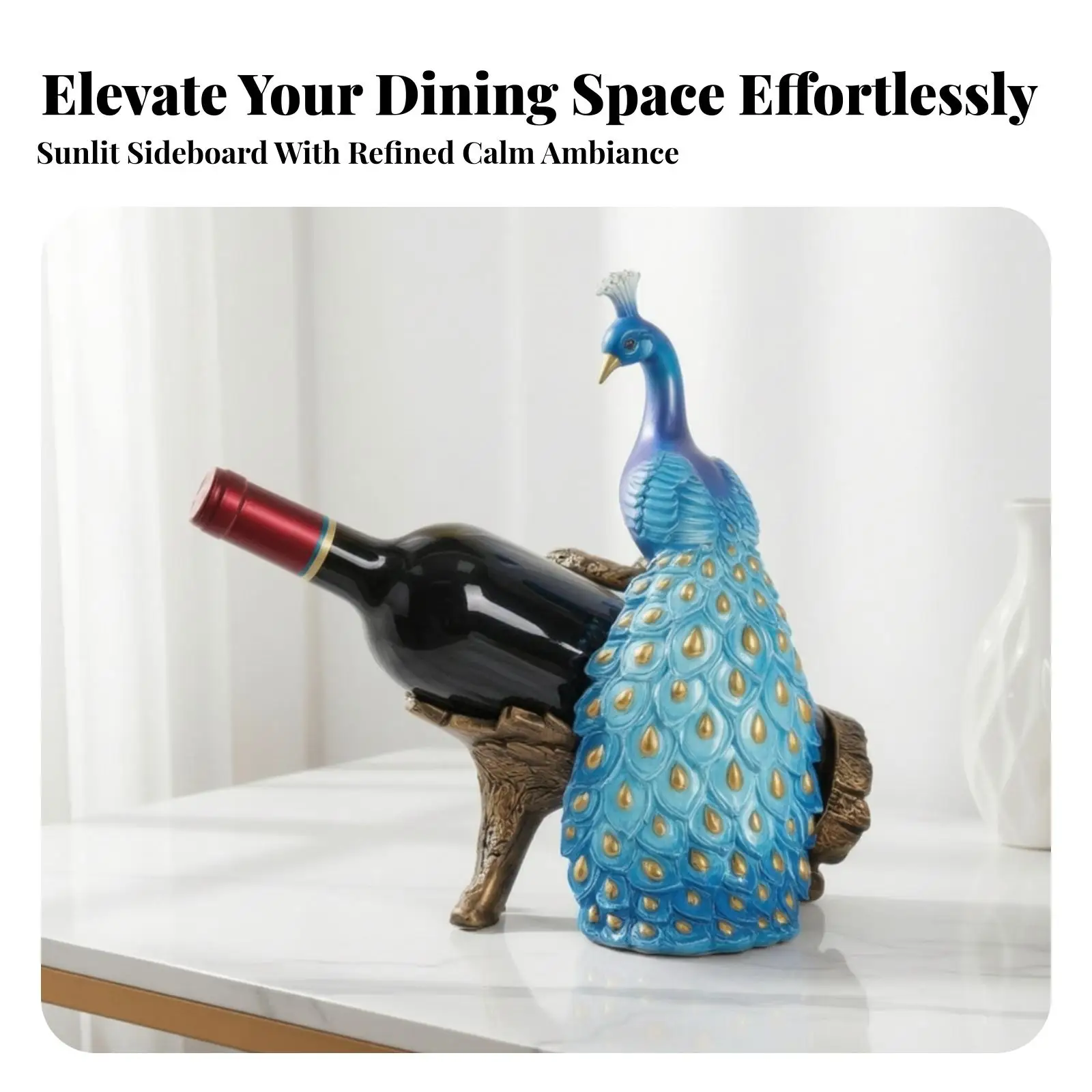 artistic-resin-wine-bottle-holder-vintage-peacock-design-stand-for-dining-table-shelf-centerpiece