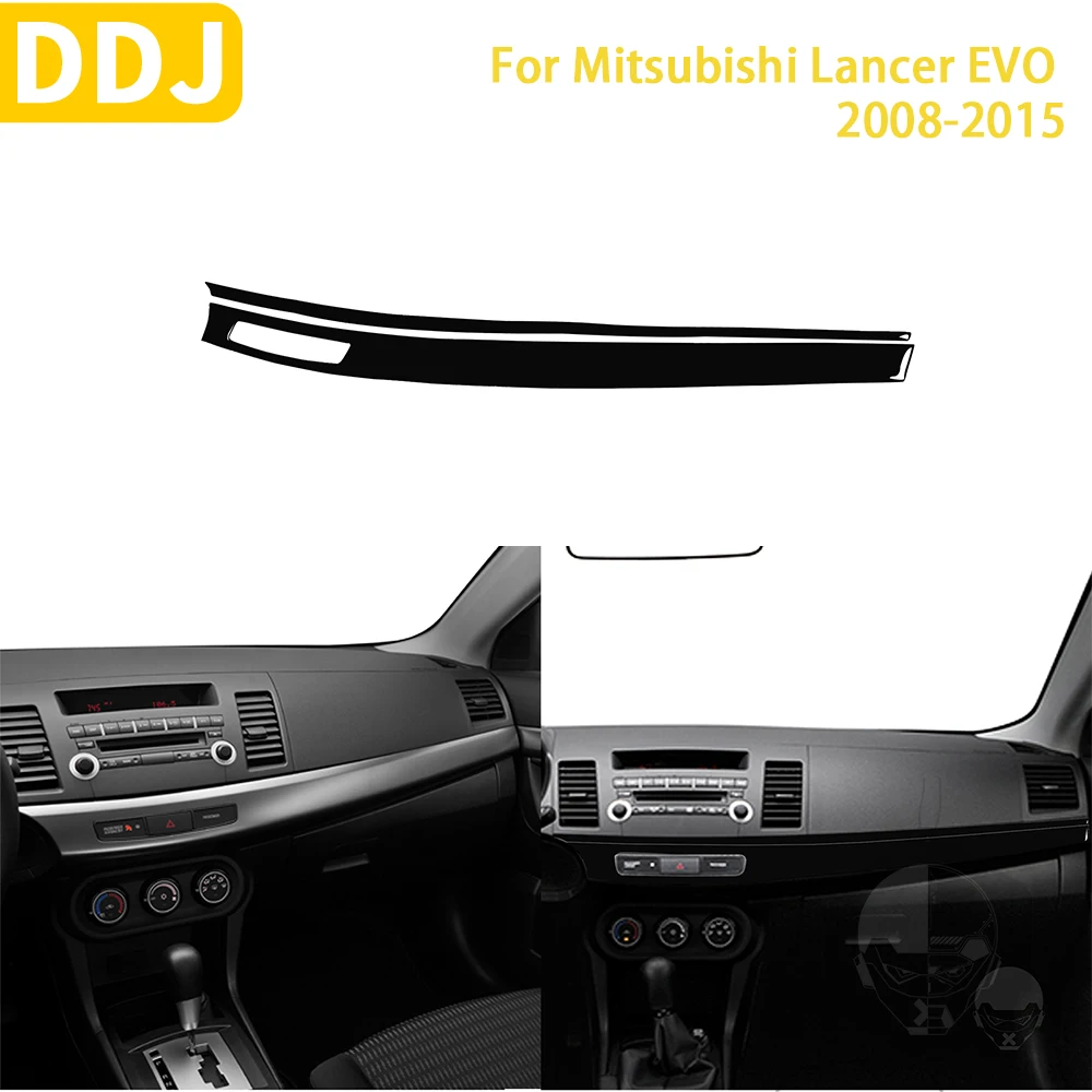 

For Mitsubishi Lancer EVO X MR 2008-2015 Car Accessories Plastic Piano Black Interior Central Dashboard Panel Trim Sticker