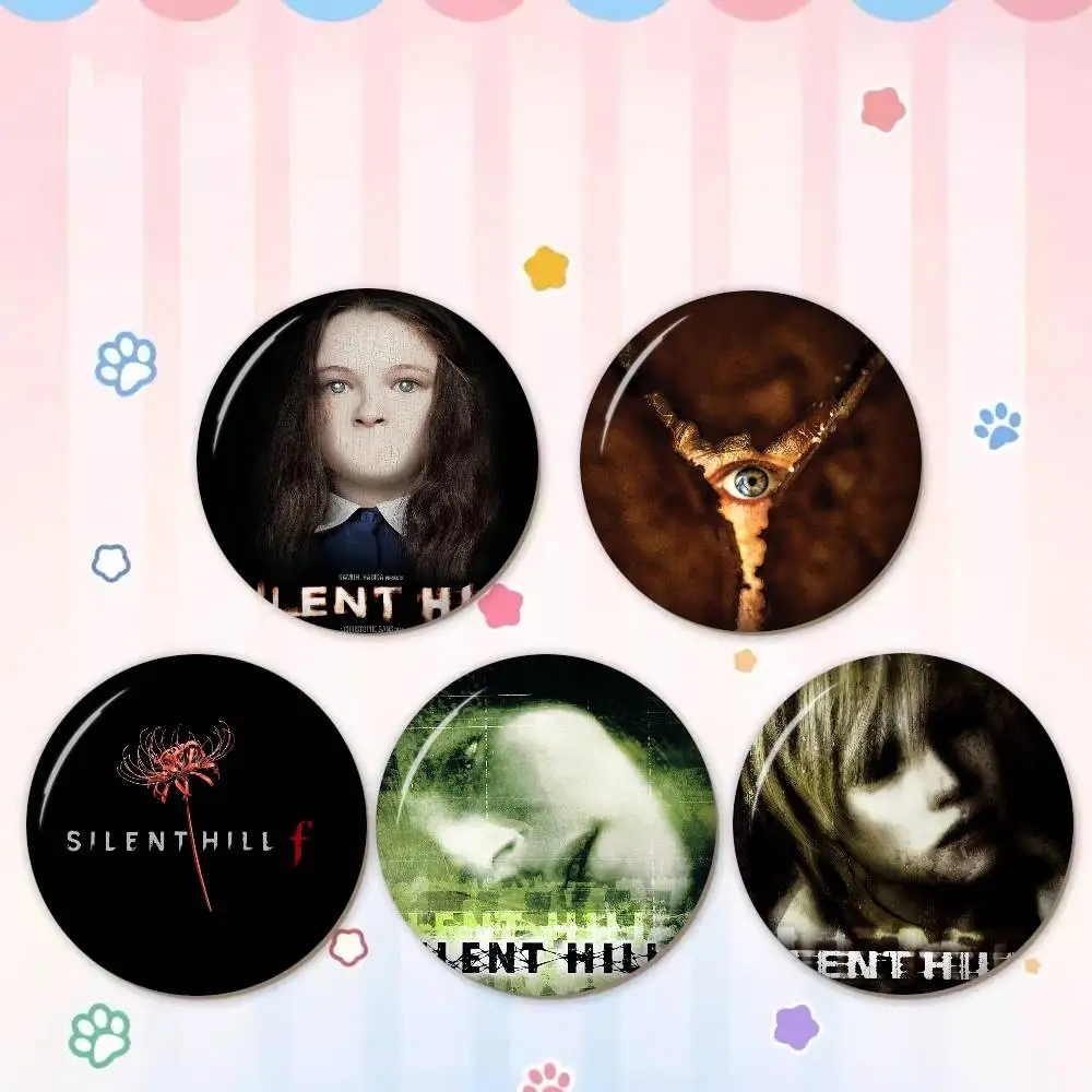 S-Silent-Hill Haunting-Ominous 58mm Cute Series Pins Funny Badge Interesting Cartoon Animals Brooches Backpack Clothes Gift