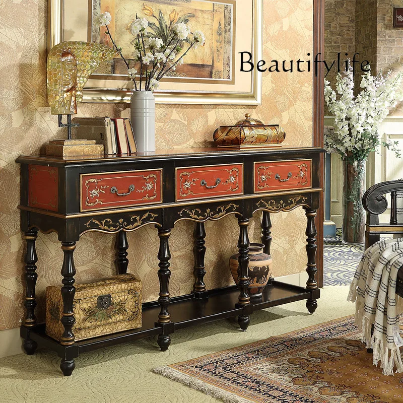 

Entrance table Modern simple villa entry cabinet Retro Chinese strip table Italian sofa back several long supply tables