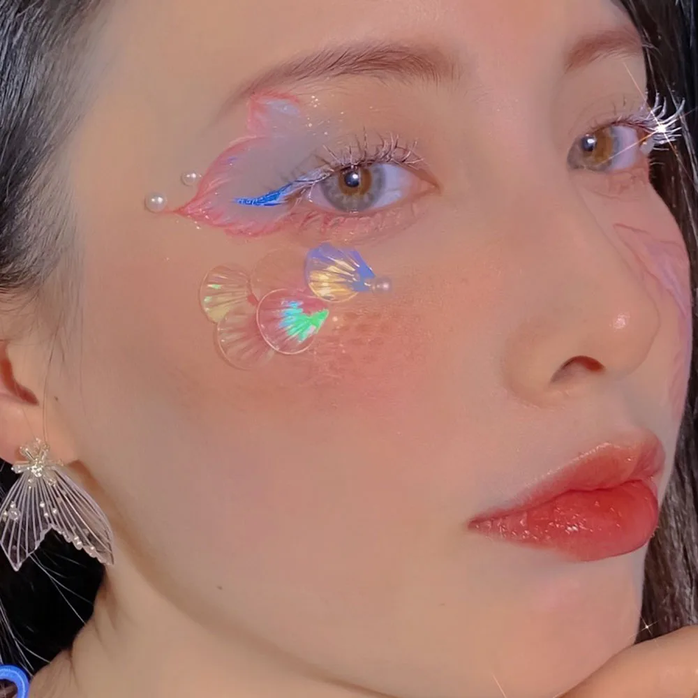 DIY Glitter Powder เกล็ดปลาแฟลช Mermaid Flake Shell เลื่อมแต่งหน้าเลื่อม Eye สติกเกอร์มุม Face Shinny Gel Pigment