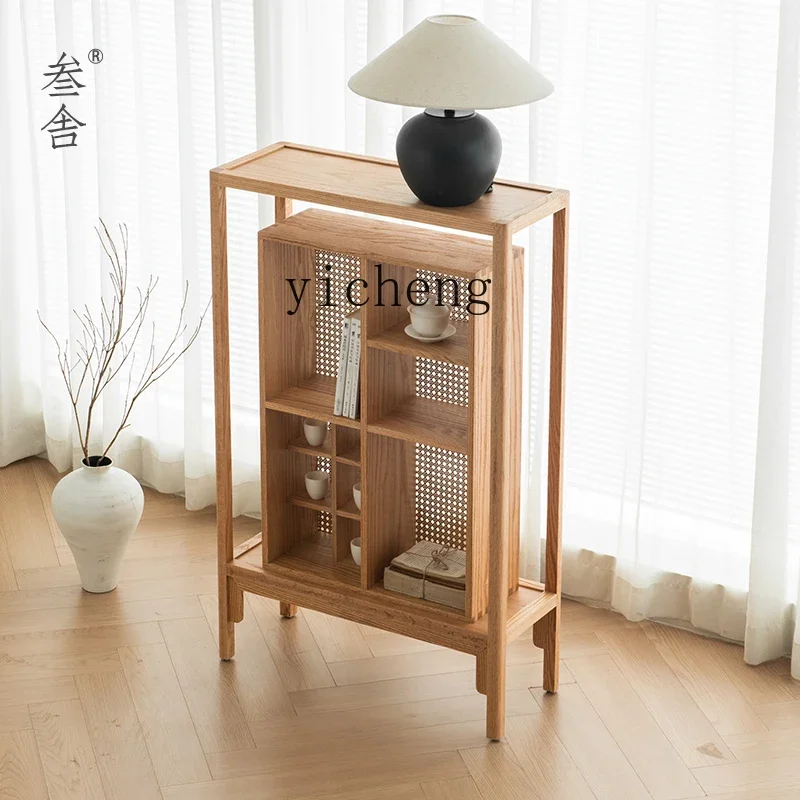 ZZ Red Oak Solid Wood Modern Showcase New Chinese Duobao Ge Tea Set Tea Shelf