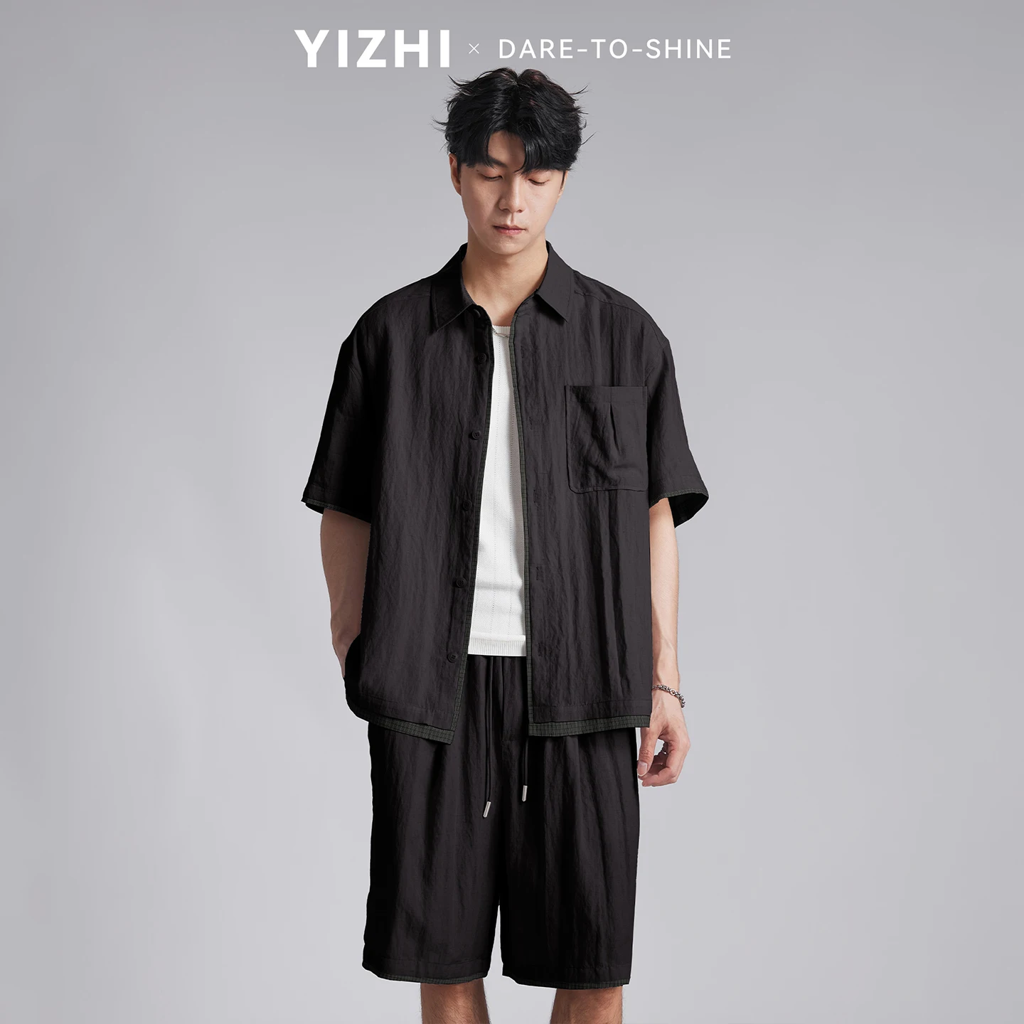 Fashion Men Lyocell Linen Two Piece Set 2026 Summer Lapel Loose Casual Cool Feel Shirt And Shorts Outfit - Image 2