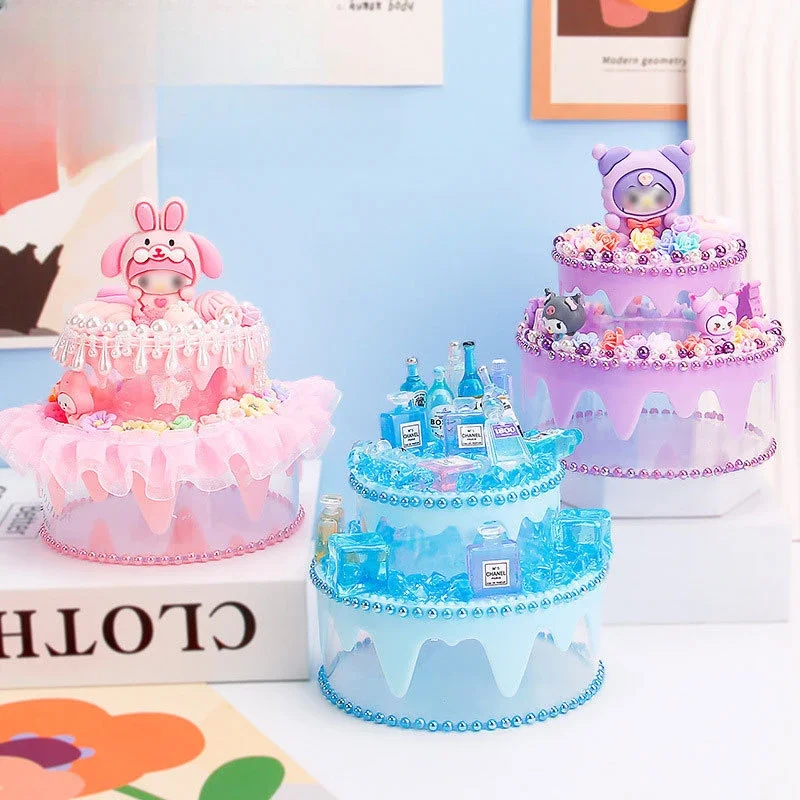 Simulation Cream DIY Cake Guka Material Set Kawaii 3D Cartoon Resin Decoration Double Layered Cake Children's Handmade Gift