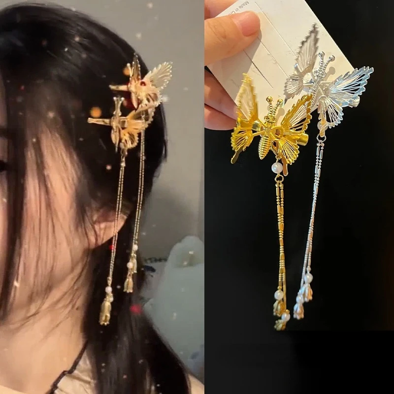 Shaking Move Wing Top Clip Bangs Kids Clip Shiny Rhinestone Moving Butterfly Children Hairpin Alloy Hair Accessories