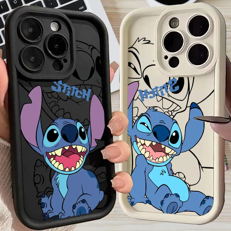 

Stitch Cute Anime Silicone Case For Apple iPhone 17E 15 16 14 13 12 11 17 Pro Max 17 Air 16 15 Plus 16E Phone Protective Cover