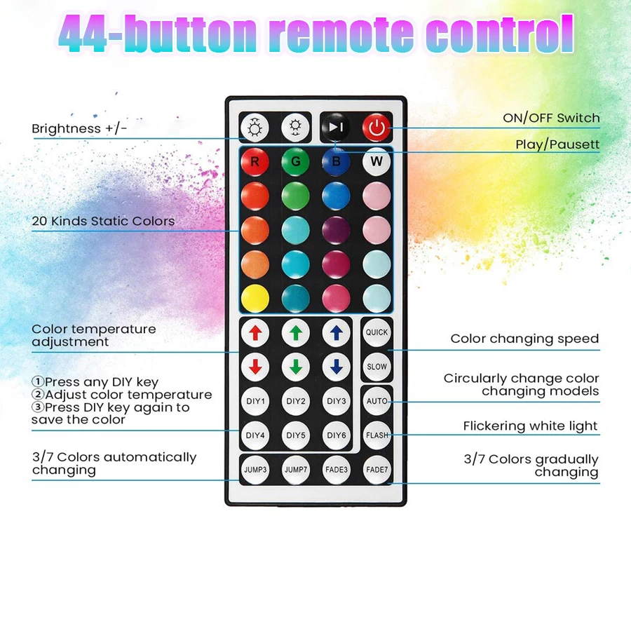 스마트 LED 스트립 조명, 무선 적외선 리모컨, 색상 변경 및 음악 동기화, 앱 제어 및 리모컨, USB 전원
