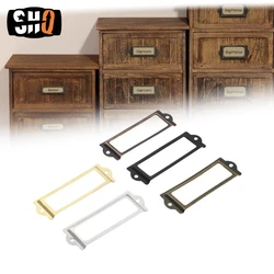 10pcs/4pcs Antique Brass Golden Metal Label Pull Frame Handle File Name Card Holder For Furniture Cabinet Drawer Box Case Bin