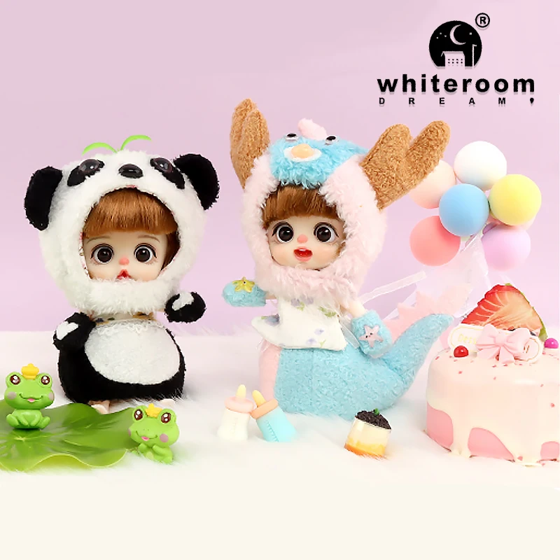 2024 New Mini Pocket Doll abbigliamento a forma di animale bambole simpatiche regali di festa per ragazze Dragon Panda Rabbit Little Bear Rainbow