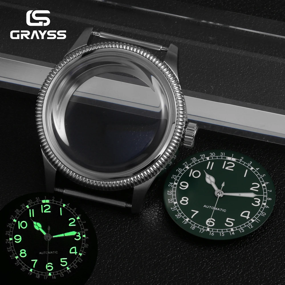 NEUES 38mm Retro-Militär-Piloten-Edelstahl-Uhrengehäuse AR Super Bubble Mineralglas Passend für NH35 NH34 Mechanisches Uhrwerk Münzkante – Detail 7