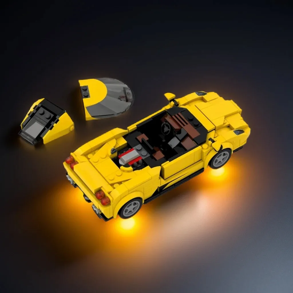 

352PCS MOC City Champions Super Car Ferrrari Enzo Yellow 8 Studs Wide Model Technology DIY Creative Building Blocks Display Gift