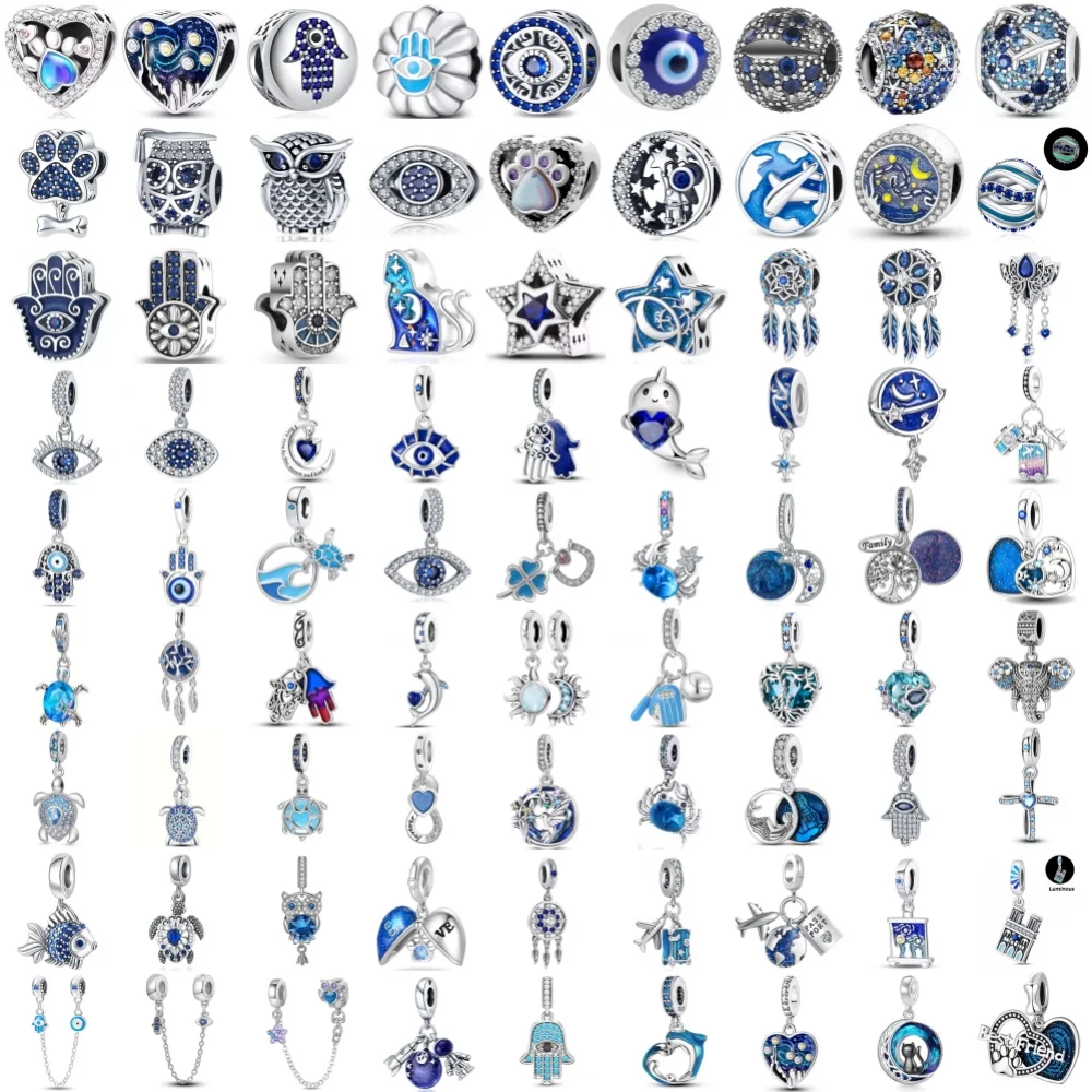 

Подвеска с голубыми глазами, пальмой, черепахой, крабом, из серебра 925 пробы, подходит для европейских оригинальных браслетов, аксессуары для самостоятельного изготовления украшений, изысканные ювелирные изделия.