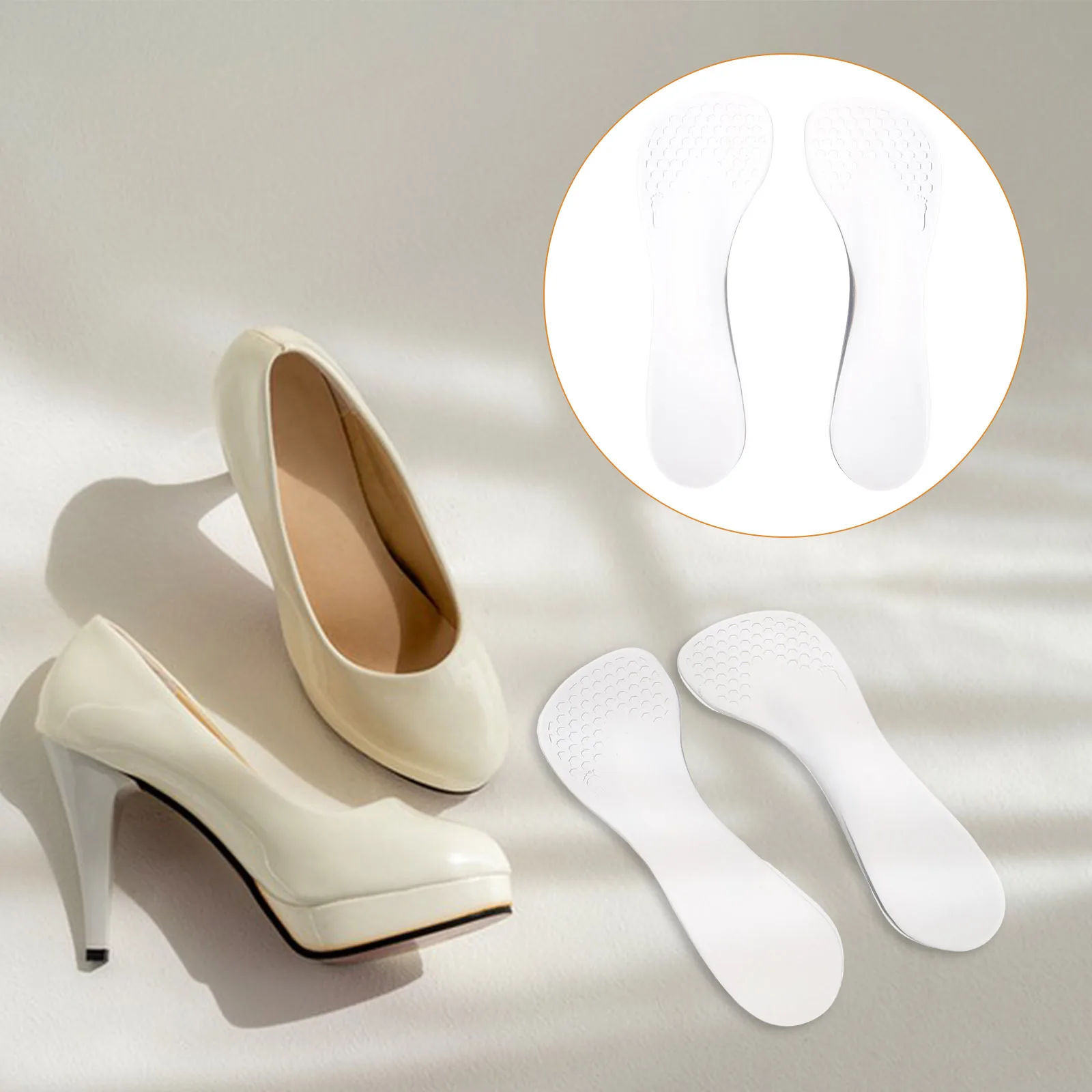 

2 Pcs Insole Arch Support Insoles Flat Feet Pad for Inserts Sandals Transparent Women's