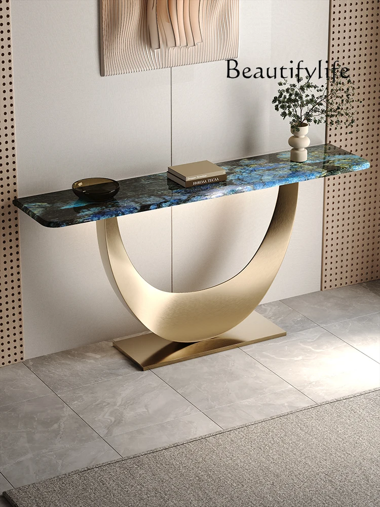 

D art Italian marble entrance platform against the wall Super narrow small apartment light luxury high-end against the wall