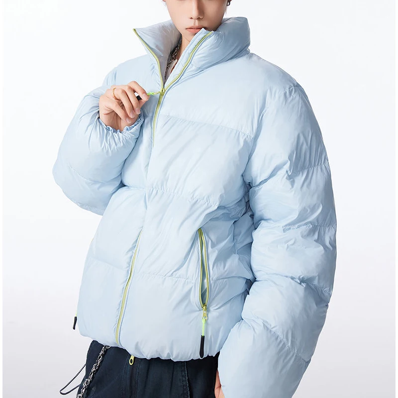 Kurtka zimowa unisex z kołnierzem stójką, ocieplana bawełną, wiatroodporna i ciepła, zestawy dla par.