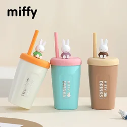 Kawaii Miffy Cartoon Stainless Steel Water Cup Student Tea Straw Cup Office Worker Portable Coffee Cup Christmas Gift