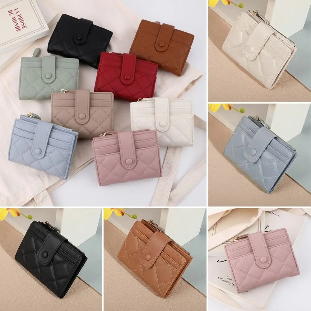 Fashion PU Leather Short Wallet Multi-Cards Lightweight Card Bag Wallet Cute Large Capacity Zipper Coin Purse
