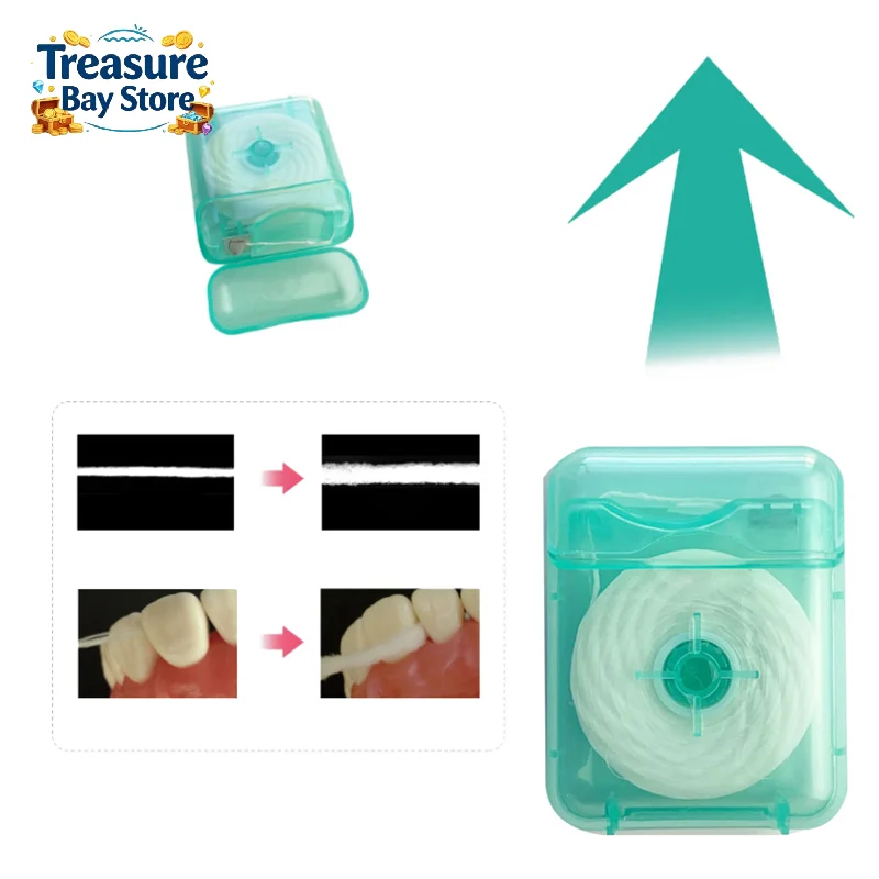 50M Water Expanding Dental Floss Roll Fluffy Soft Floss Oral Cleaning Tool For Adults Home Use Interdental Teeth Care