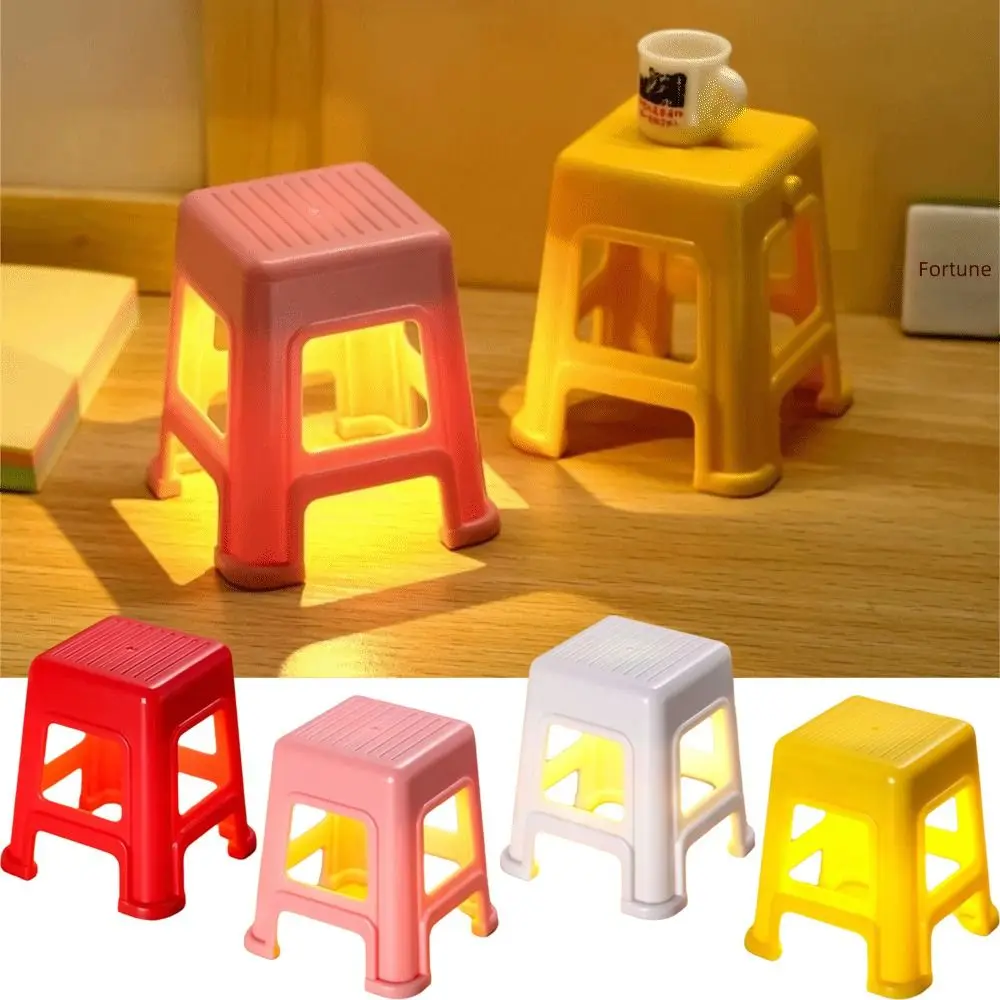 

Plastic Material LED Mini Stool Mini Size LED Light Creative Ornament Stool Shape Cute Design Desktop Decoration Desktop Use