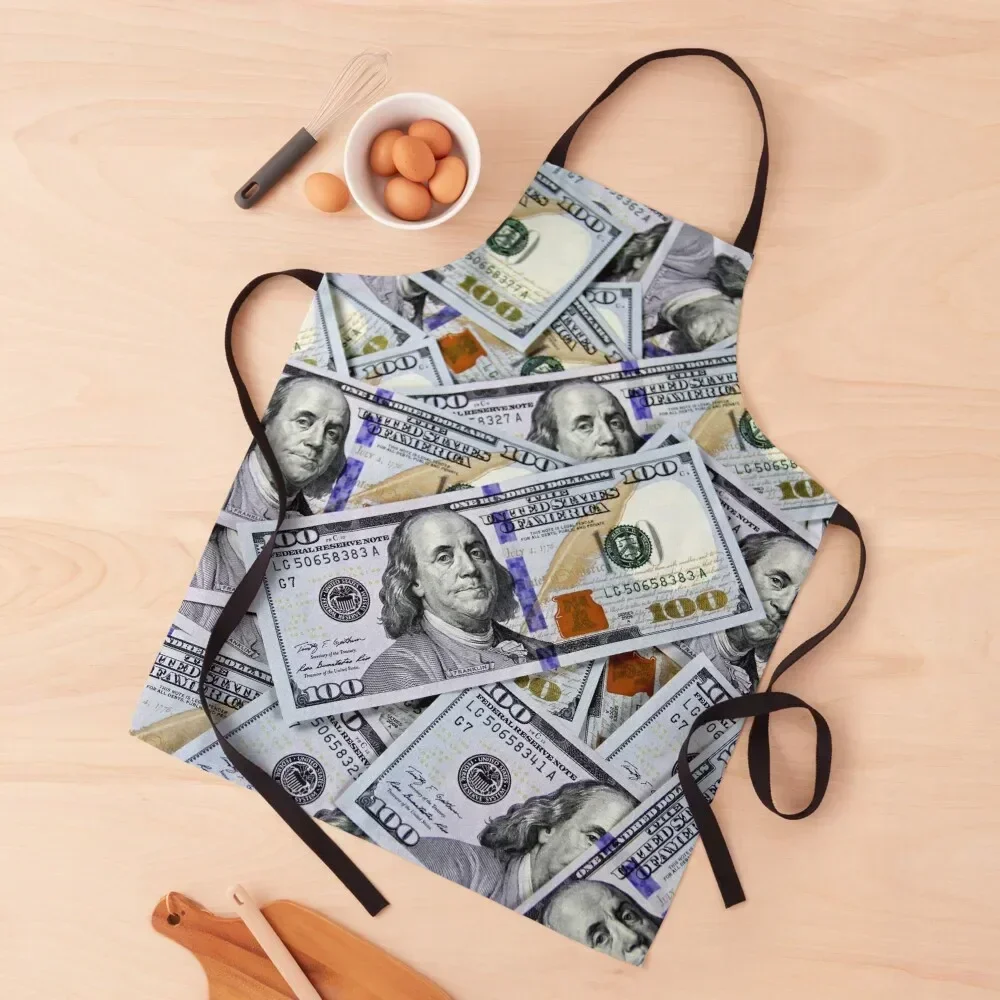 

One Hundred Dollar Bills Apron Men gift Kitchen Things Cute Kitchen Accessories Waterproof Kitchen Woman Apron