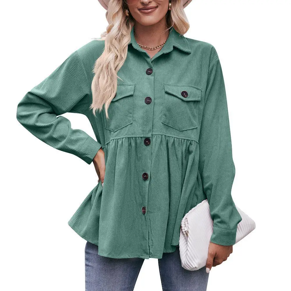 2023 Otoño Invierno nuevo Sle Babydoll informal para mujer material de terciopelo irt viaje Sle largo Sve tela fina Color puro