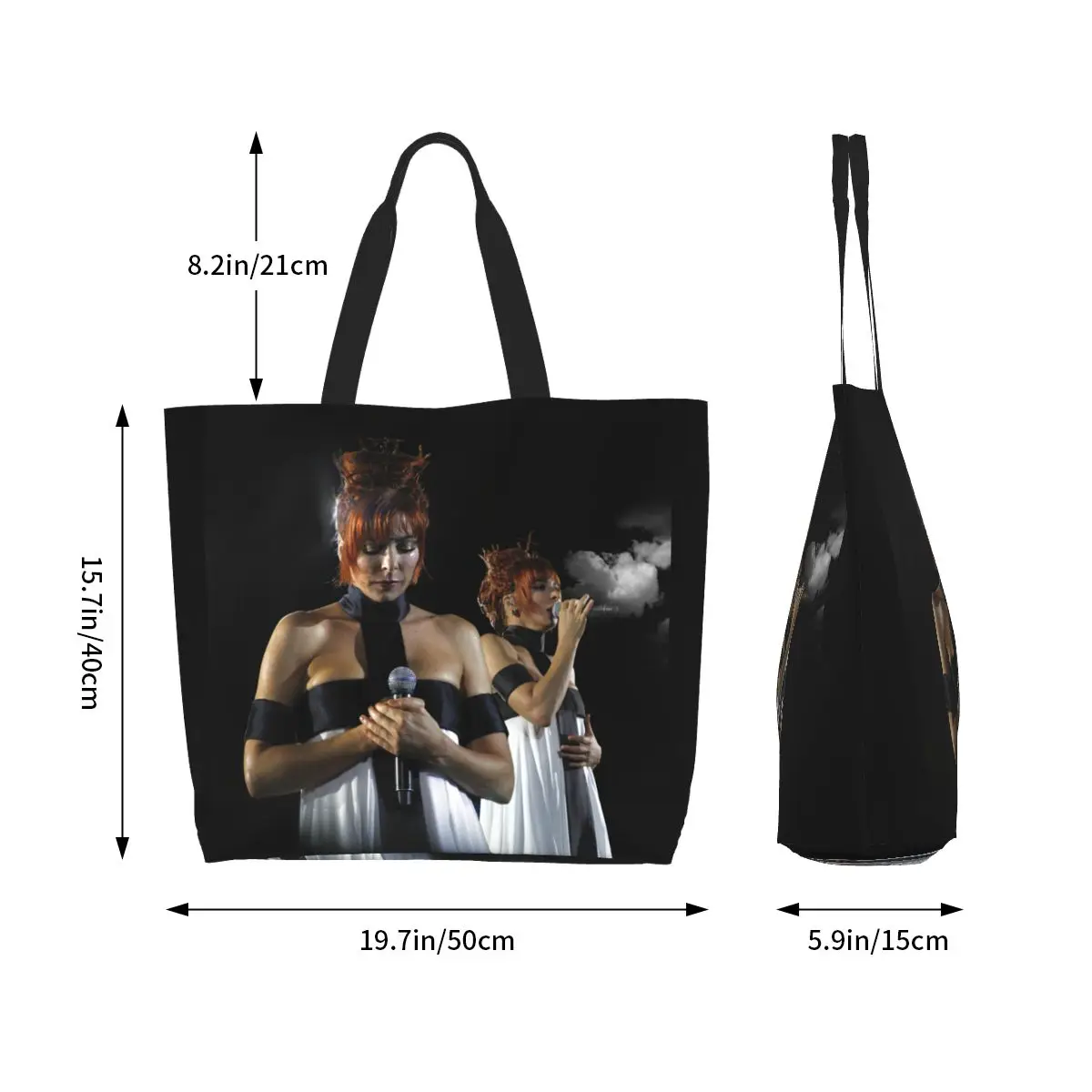 Kawaii Printed Mylene Farmer Shopping Tote Bags Recycling Canvas Shoulder Shopper French Singer Handbag