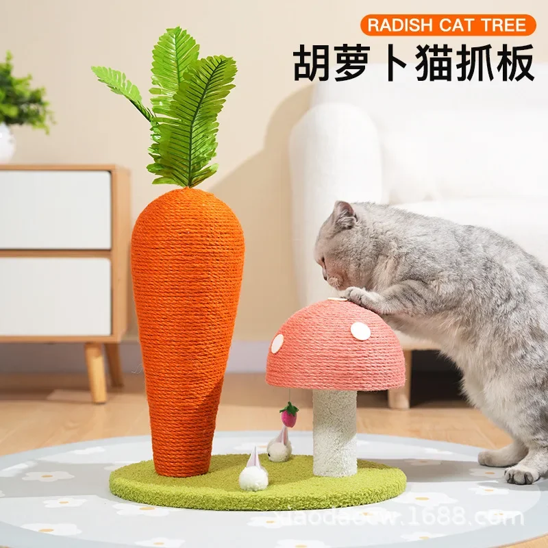 Cat Scratching Post Carrot Cat Scratcher Natural Sisal Cute Kitten Scratching Post Vertical Cat Tree Claw Scratcher for Small