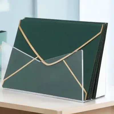 

Clear Acrylic Desktop Mail Organizer for Letters Envelopes Documents File Storage Rack Home Office School Organization Tool