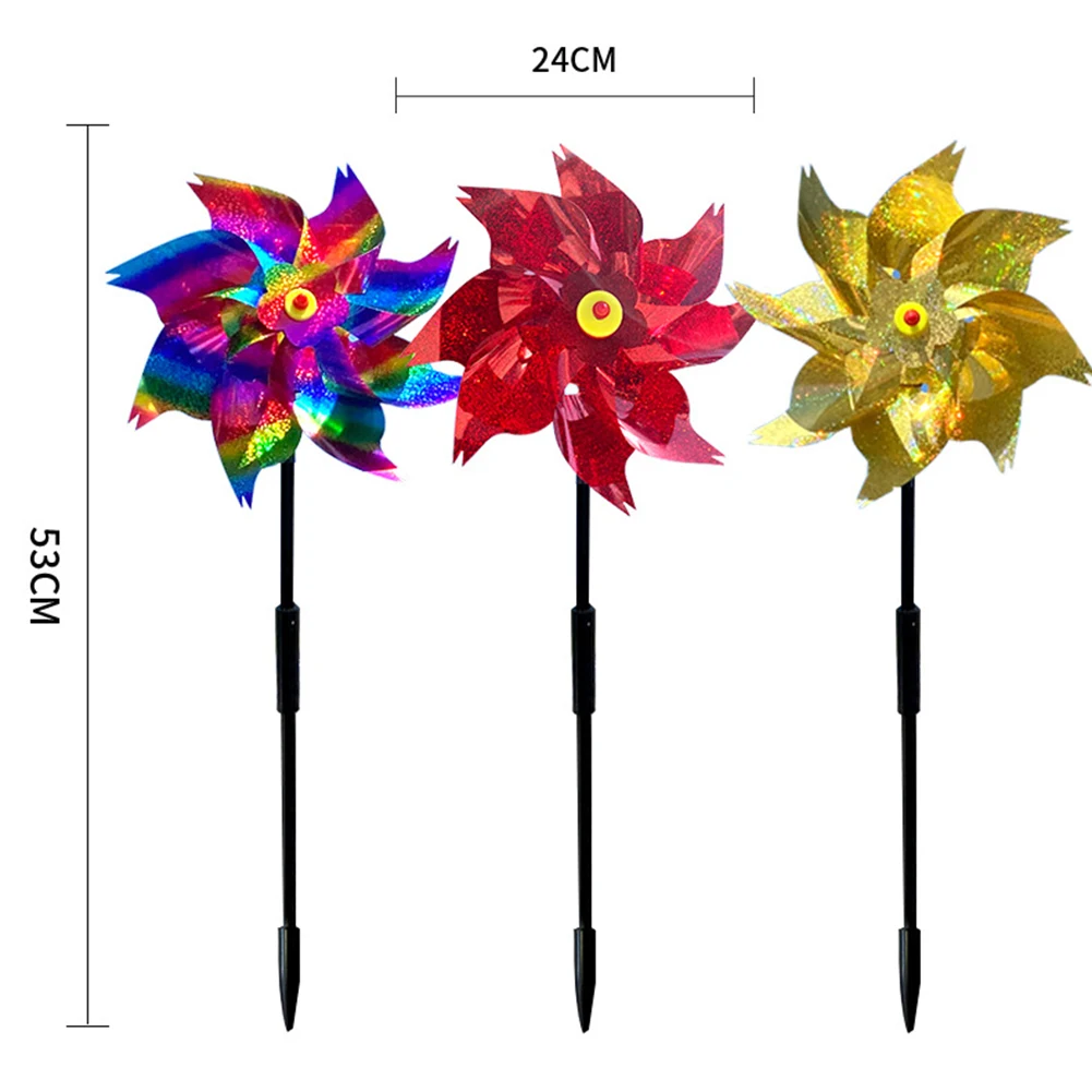 

Extra Sparkly Pinwheel with Stakes Outdoor Bird Scare Devices Colorful Bird Deterrent Windmill for Yard and Garden
