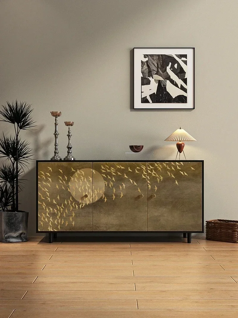 Retro solid wood entrance entrance partition side cabinet multi-functional integrated cabinet