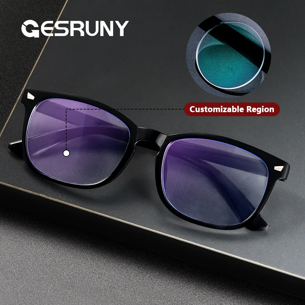 

Gesruny квадратные очки с защитой от синего света, очки по рецепту, индивидуальные оптические очки для близорукости и дальнозоркости, очки для чтения для мужчин