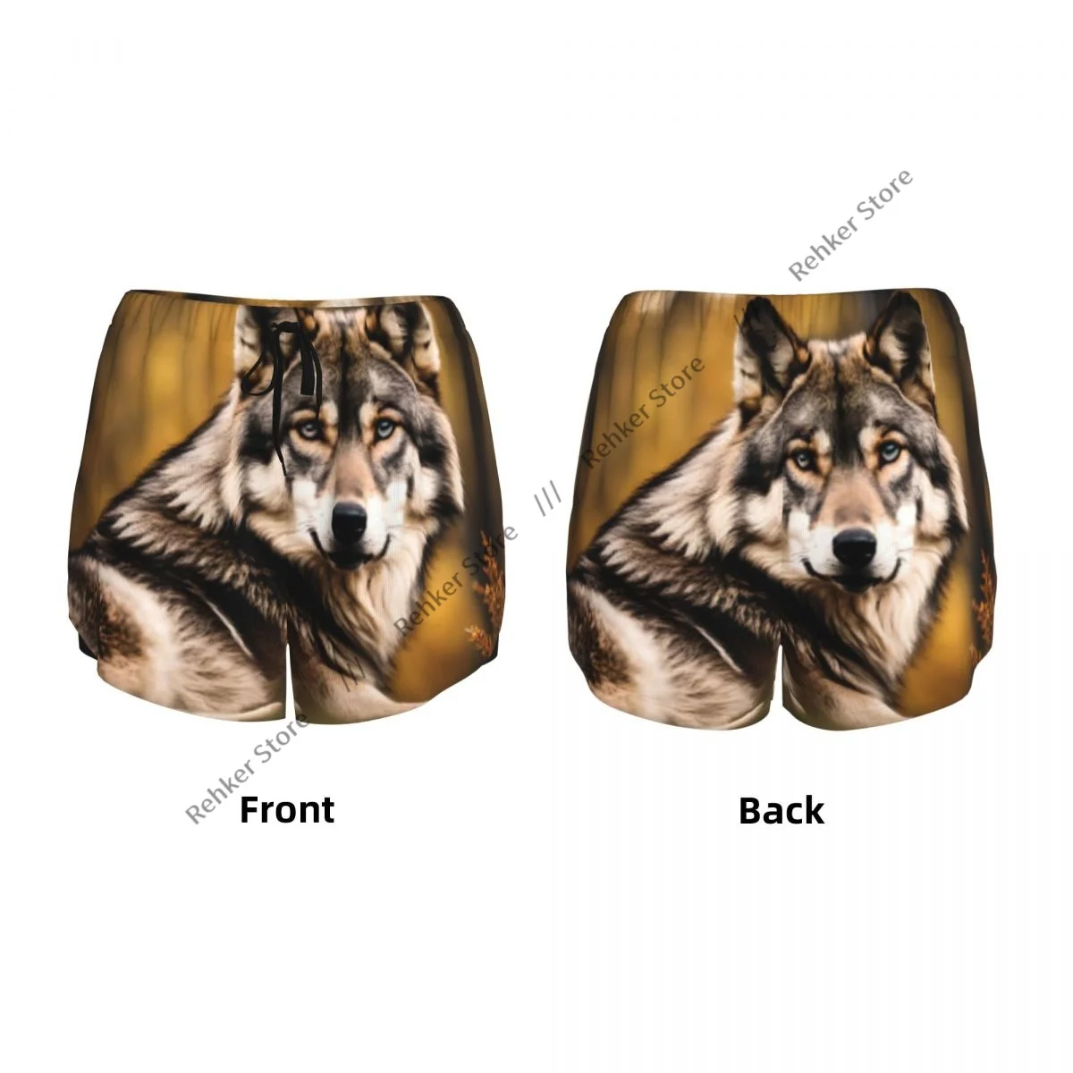 Yogashorts voor dames Fitnessshorts Biker Workout Sportshorts Wolf In de herfst Bos Sneldrogende sportkleding met zak