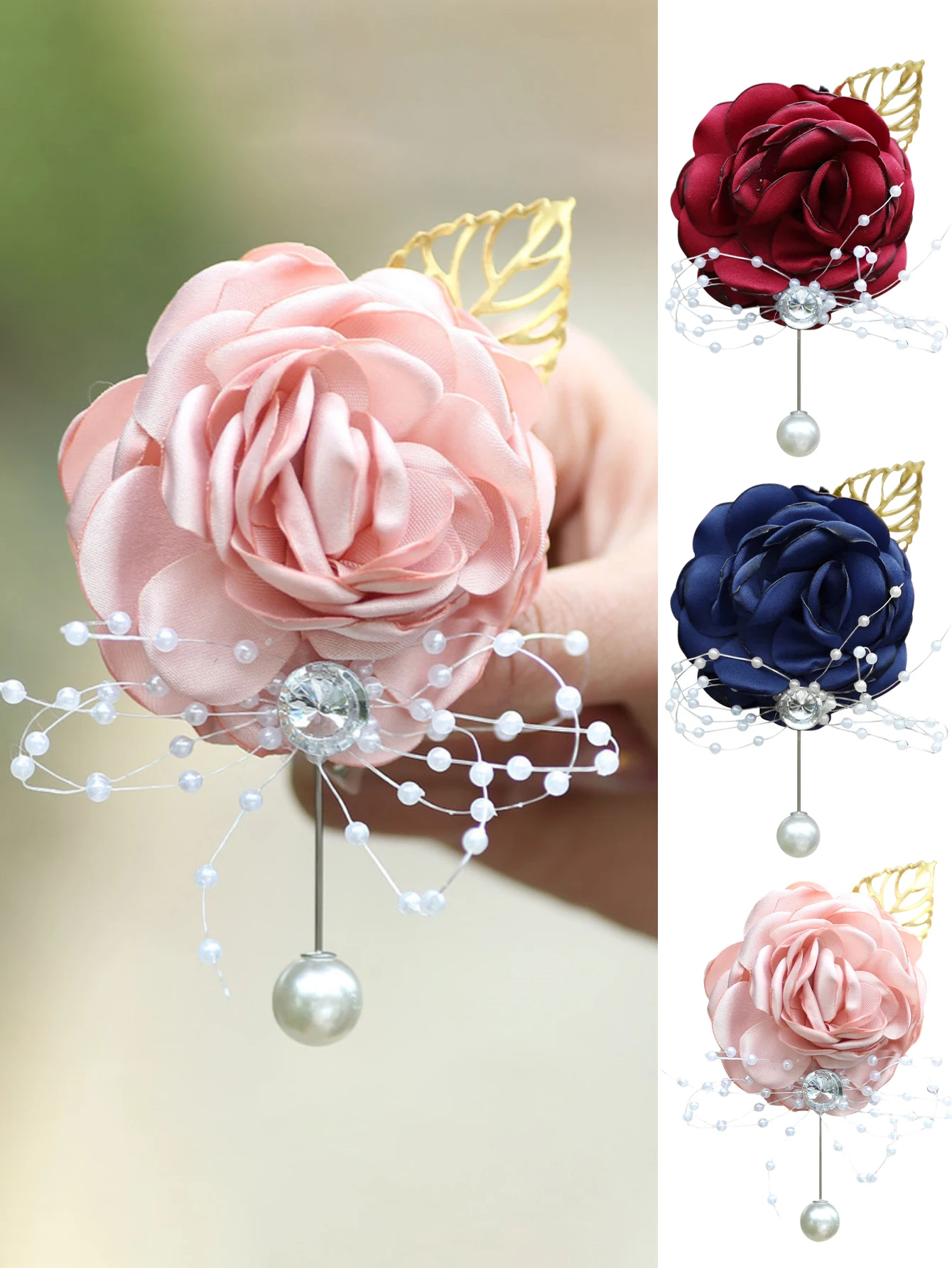 1PC Rose Boutonnieres Pins for Men Wedding Ceremony Anniversary Formal Dinner Party Formal Dinner Party and Vintage Wedding Prom