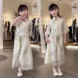 Summer Girls Dresses Embroidered Dress Cheongsam Children's Retro Lace Dresses Baby Summer Dress Baby Kids Clothes 8 10 12 Years