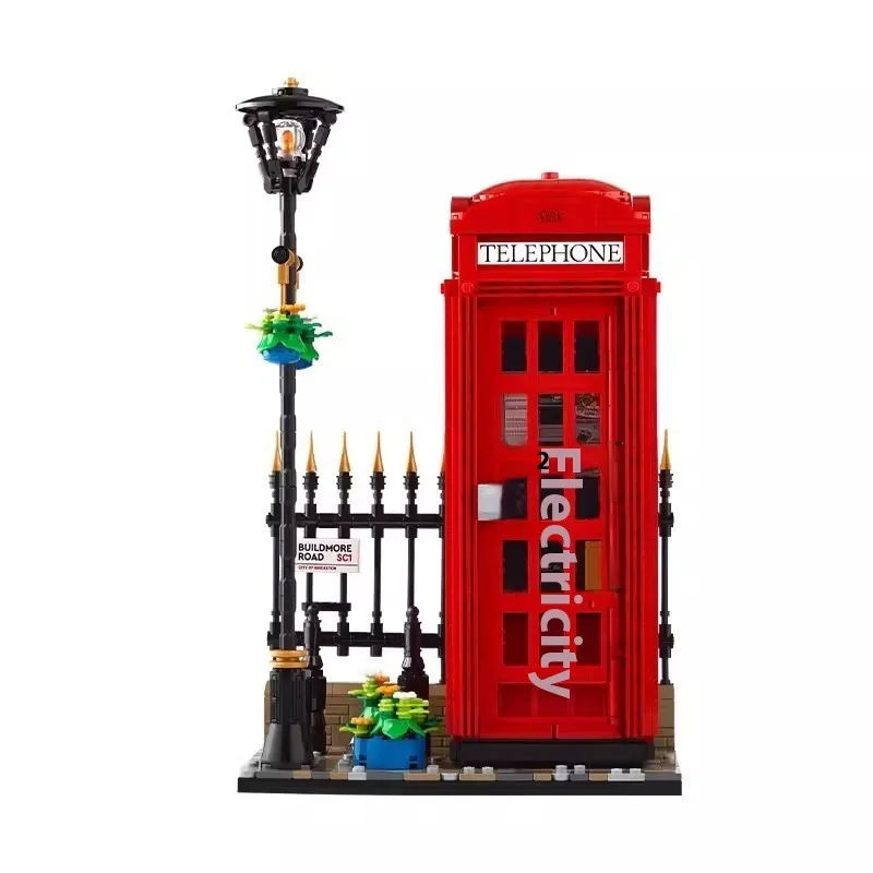 ロンドンレッド電話ブースストリートビューシリーズ男性と女性パズルビルディングブロックおもちゃギフト 21347 蒸しパンショップパウパトロール