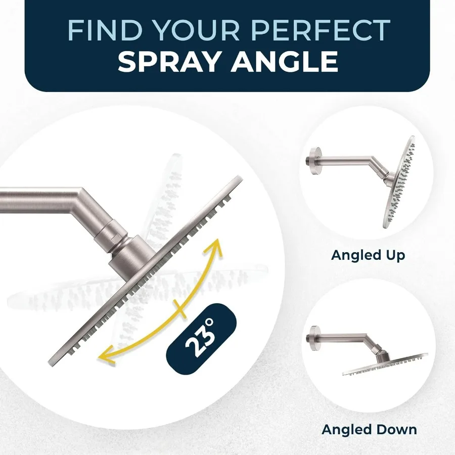 Solidny metalowy deszczownica prysznicowa 8 cali w wykończeniu szczotkowanego niklu do luksusowego wyposażenia łazienki, duży okrągły kształt z wysoką wydajnością przepływu 2