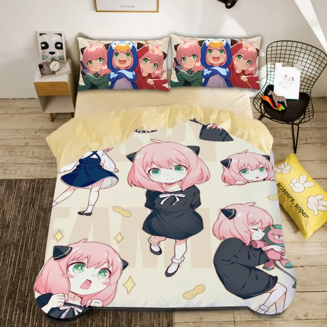 Spy Family Bedding Set,Japanese Anime Duvet Cover,Spy Funny Anya Quilt Cover With Pillowcase Single/Double/Queen Children's Gift