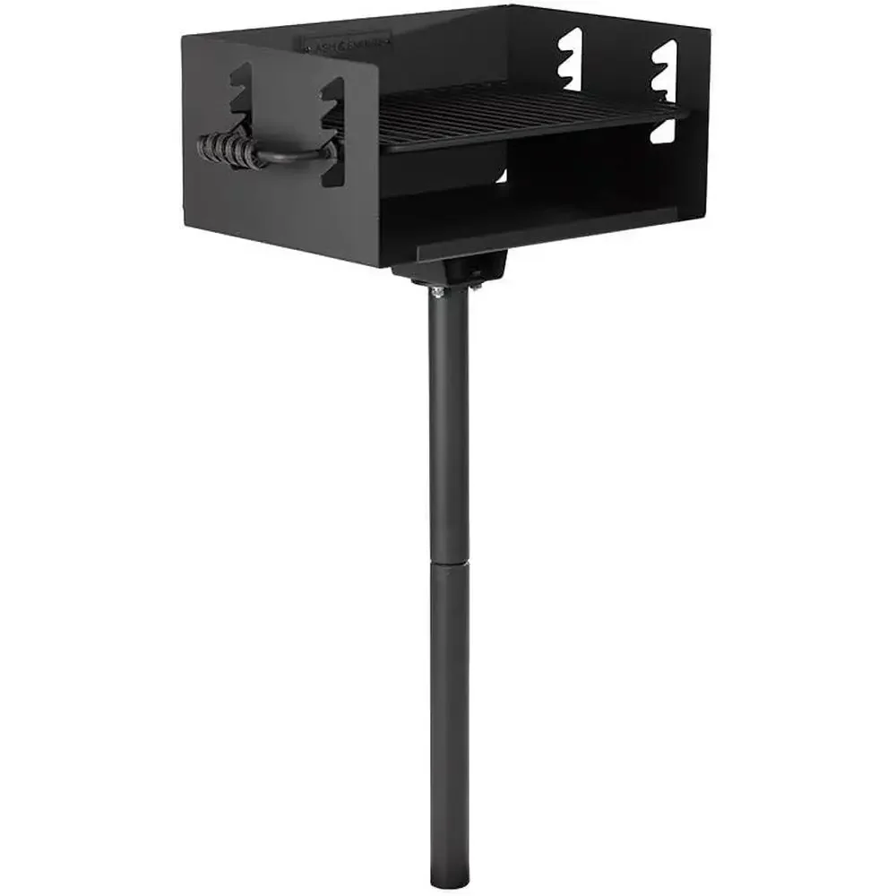 

Ash & 384 Sq. In Park-Style Charcoal Grill, Single Post Barbeque Grill, Adjustable Grate Height with Spring Handles, Outdoor Cam