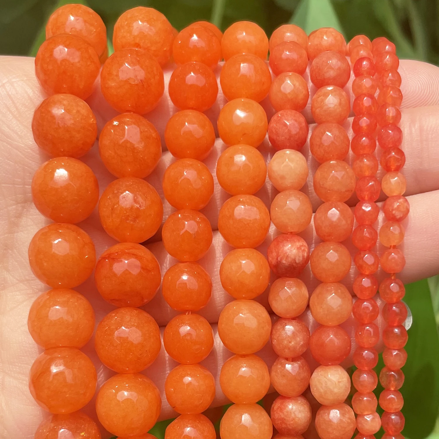 Natural Faceted Orange Chalcedony Stone Jades Loose Spacer Beads for Jewelry Making Needlework Diy Charms Bracelet Accessories