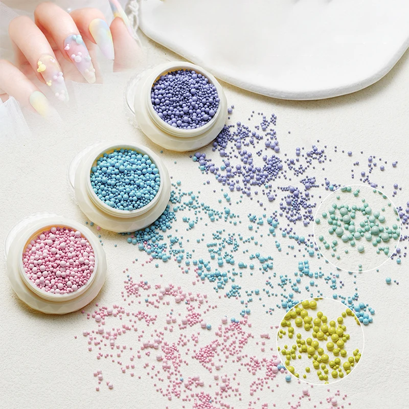 1Box Dopamine Sized Mixed Color Resin Nail Accessories Macaron Round Pearl Nail DIY Decoration Accessories