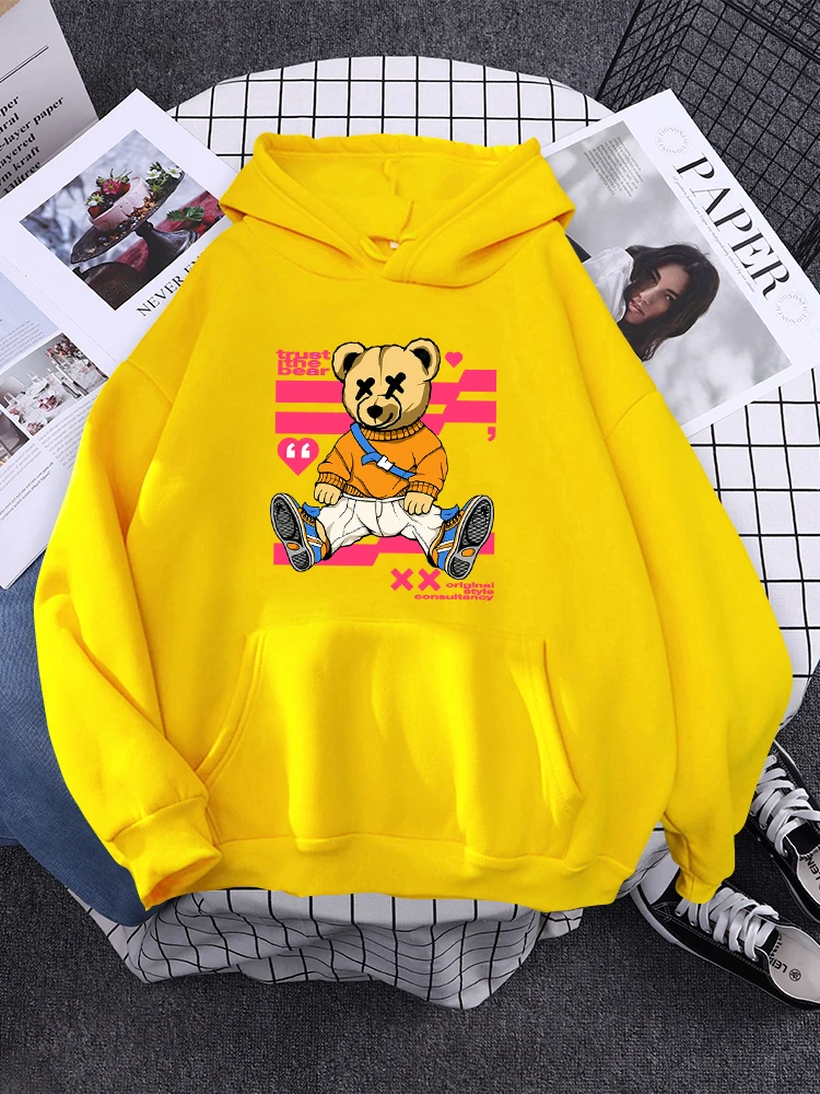 

I Am The Coolest Teddy Bear Design Woman Streetwear Harajuku O-Neck Pullovers Multicolor Fleece Hoodies Casual Pocket Hoody