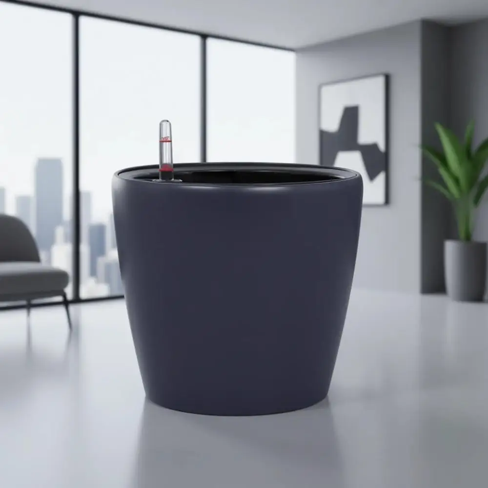 

11x10 Inches Large Indoor/Outdoor Self-Watering Planter with Inner Pot, Thickened Design, Water Level Indicator - Gray Matte