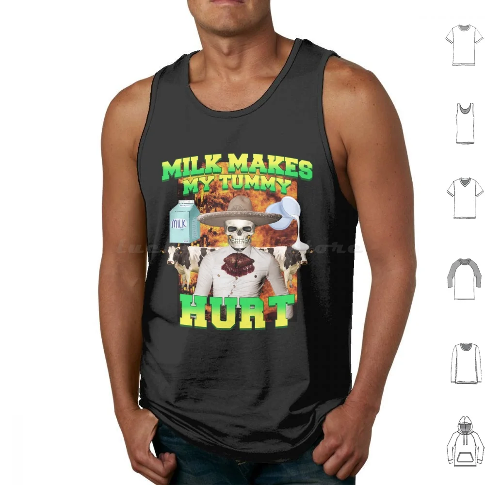 Milk Makes My Tummy Hurt , Lactose Intolerance Meme Tank Tops Print Cotton Lactose Intolerant Lactose Meme Lactose