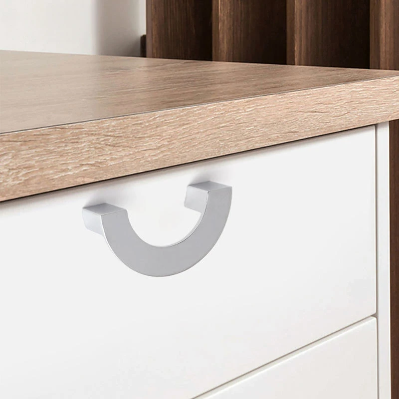 Half Round Paired Circular Cupboard Handles Kitchen Cabinet Handles Drawer Closet Wardrobe Pulls Bright Silver Furniture Handles