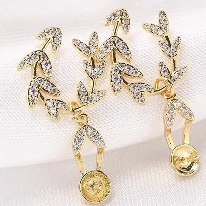19 Style Pearl Stud Earrings Setting Base 14K Gold Simple Fashion Temperament Handmade Diy Jewelry Making Findings&Components