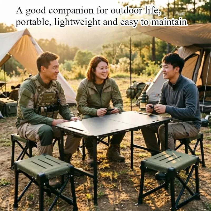Outdoor camping tactical tableThickened carbon steel Lightweight camping folding table Portable picnic retractabletactical table