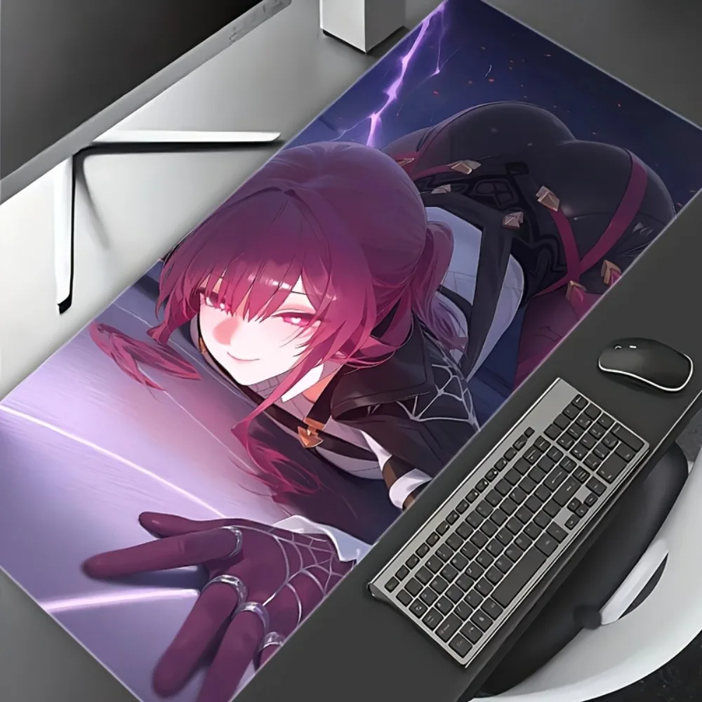 Cool Purple Anime Girl Large Mouse Pad, Lightning Gaming Desk Mat